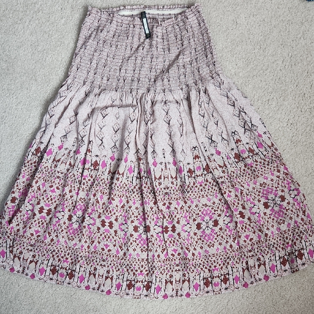 Floral Pink and Brown Skirt